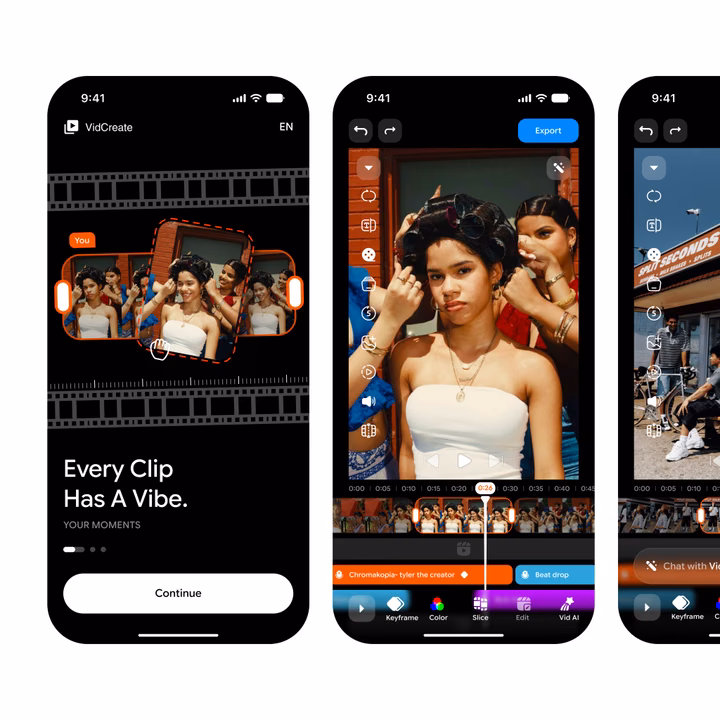 VidCreate Video Editing Mobile App Dashboard UI design inspiration