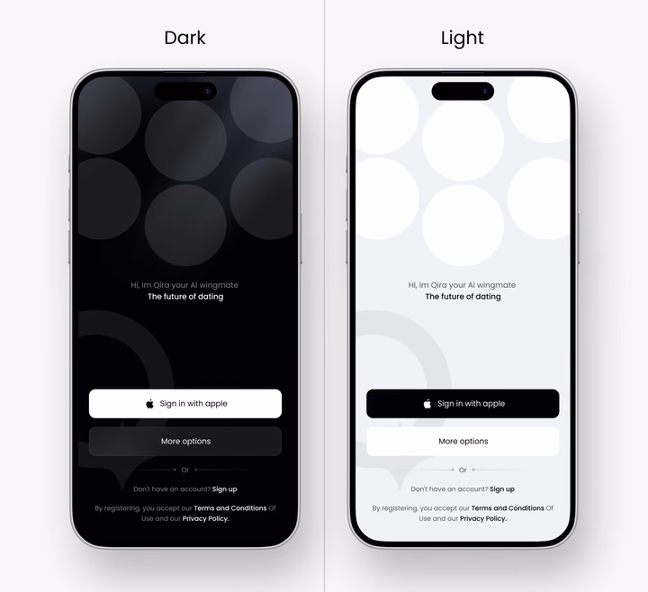 AI Dating App Login and Signup Screen design by Mohammad Ali